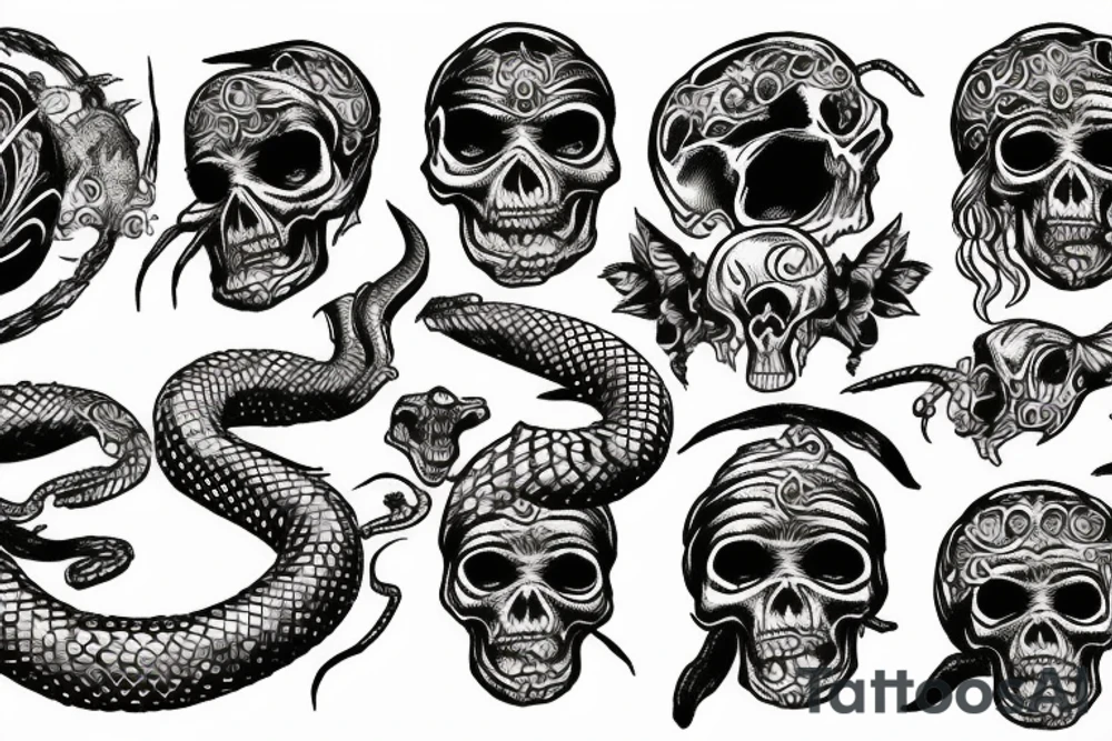 Seven deadly sins in Aztec snake smoke clouds my judgement, skull moon tattoo idea