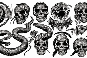 Seven deadly sins in Aztec snake smoke clouds my judgement, skull moon tattoo idea