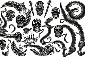 Seven deadly sins in Aztec snake smoke clouds my judgement, skull moon tattoo idea