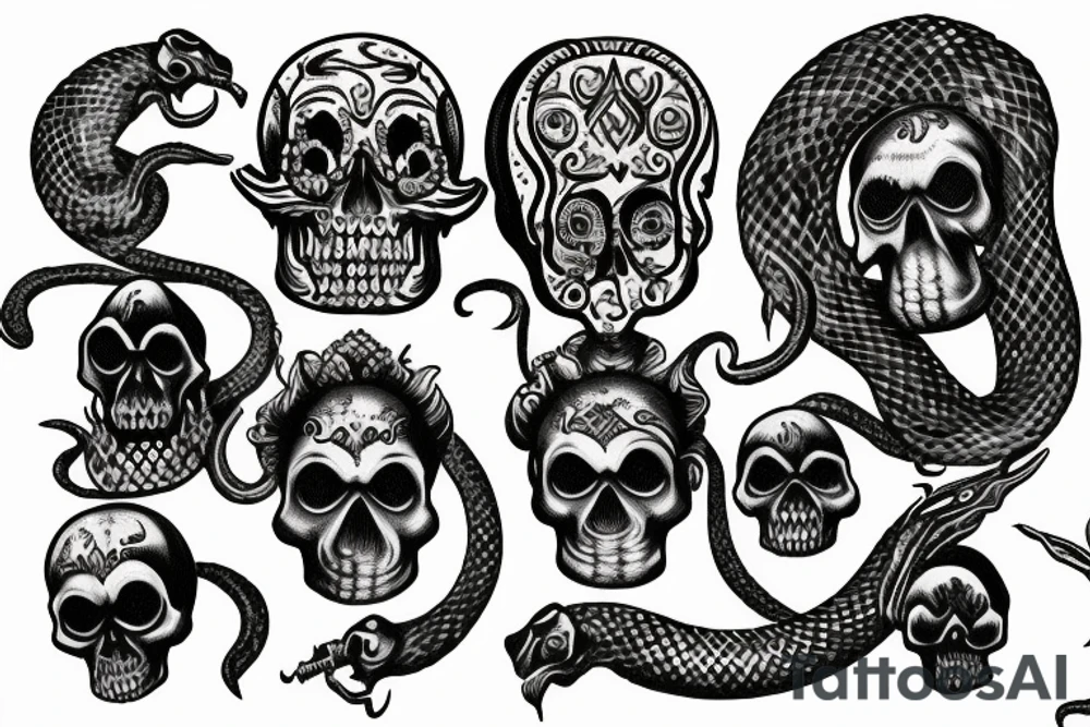 Seven deadly sins in Aztec snake smoke clouds my judgement, skull moon tattoo idea