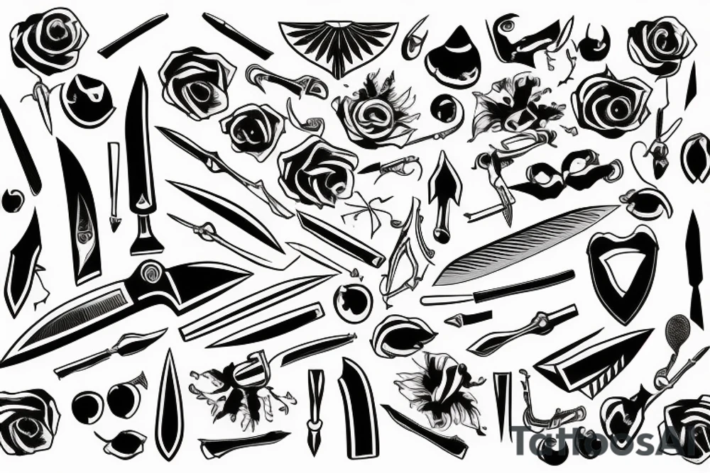 Spanish knife mid opened tattoo idea