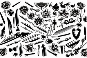 Spanish knife mid opened tattoo idea