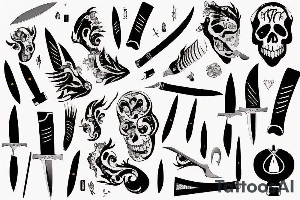 Spanish knife mid opened tattoo idea