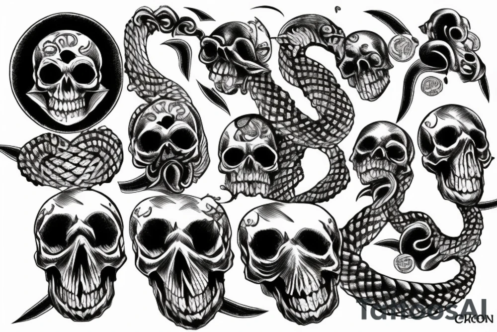 Seven deadly sins in Aztec snake smoke clouds my judgement, skull moon tattoo idea