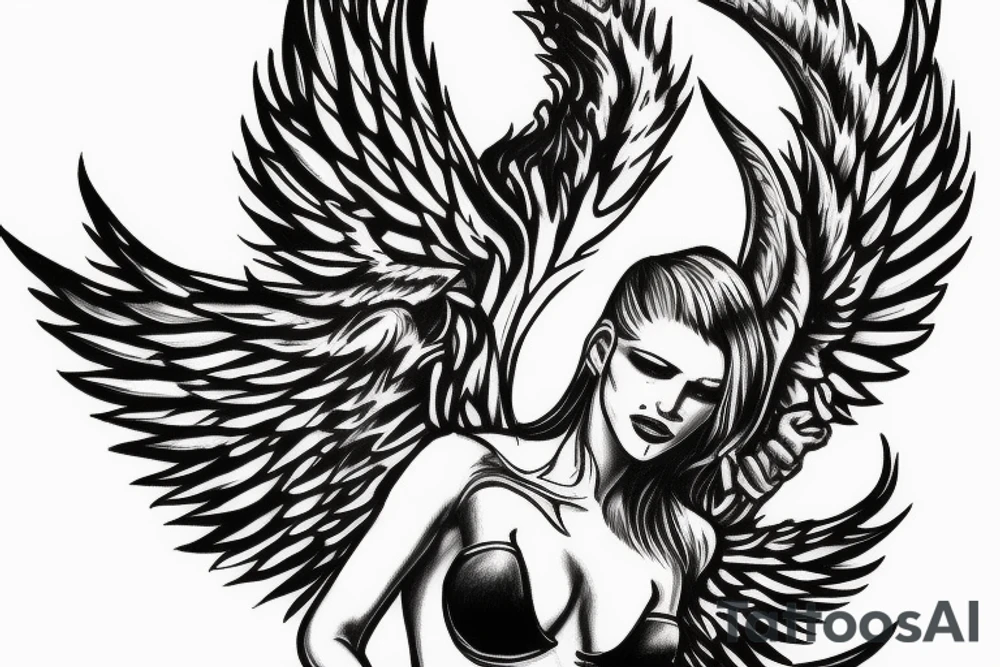 The falling angel lucifer on fire tattoo idea