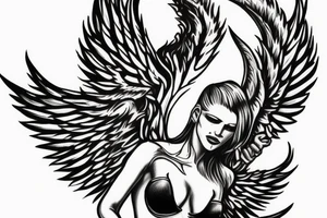 The falling angel lucifer on fire tattoo idea