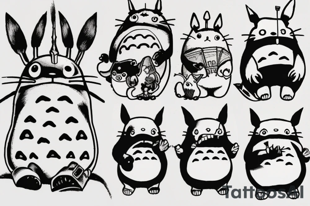 Totoro hard violent tattoo idea