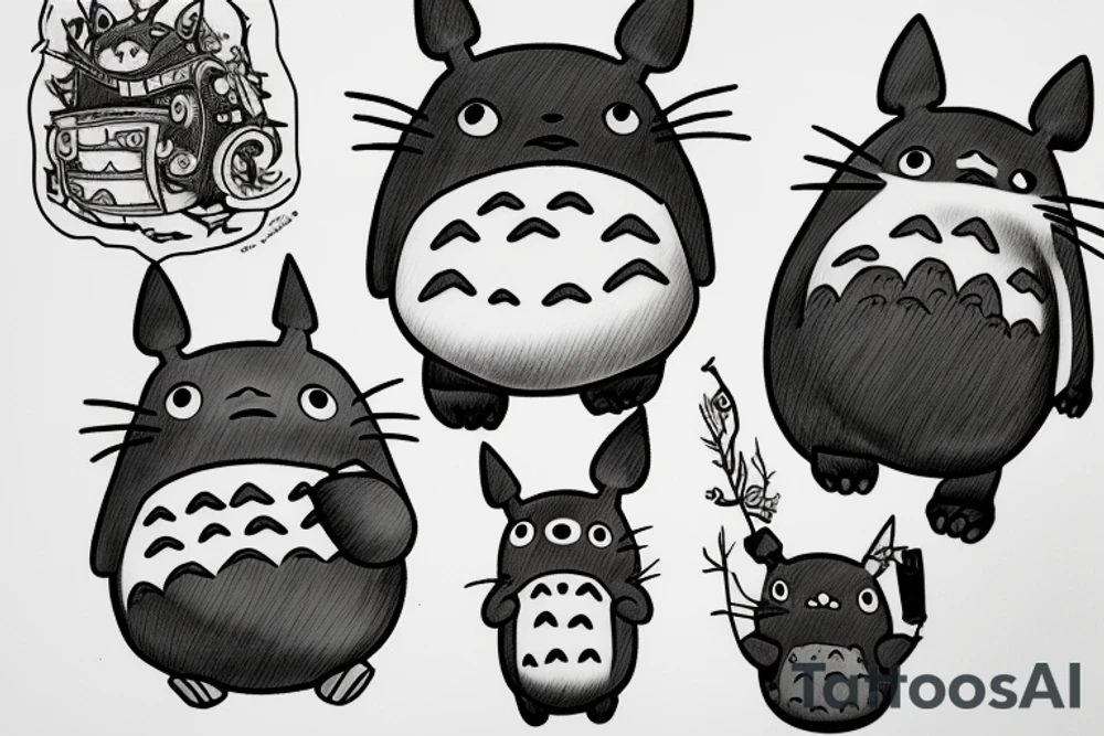 Totoro hard violent tattoo idea