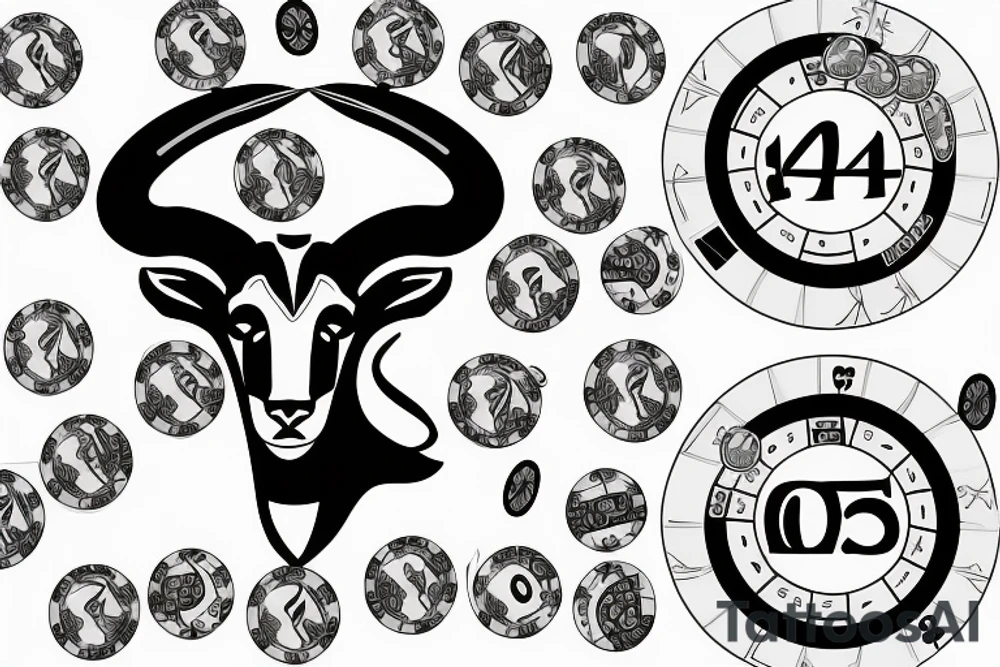 Capricorn with math formula in head and poker chips and money tattoo idea