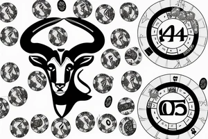 Capricorn with math formula in head and poker chips and money tattoo idea