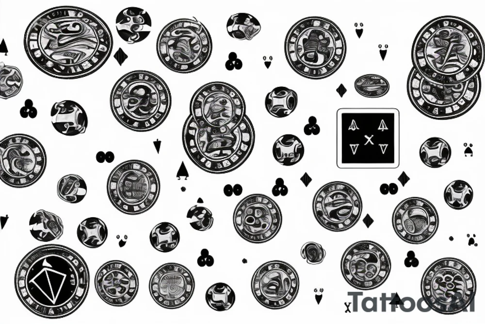 Capricorn with math formula in head and poker chips and money tattoo idea