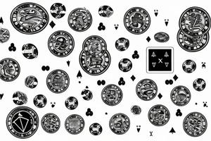 Capricorn with math formula in head and poker chips and money tattoo idea