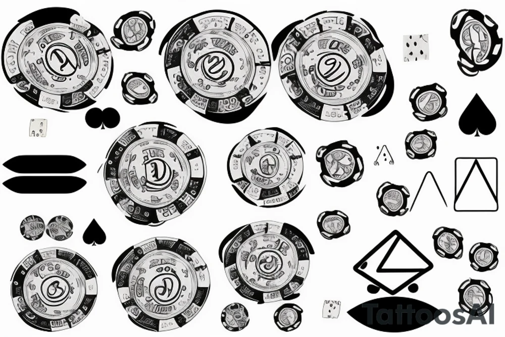 Capricorn with math formula in head and poker chips and money tattoo idea