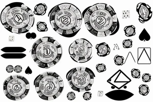 Capricorn with math formula in head and poker chips and money tattoo idea