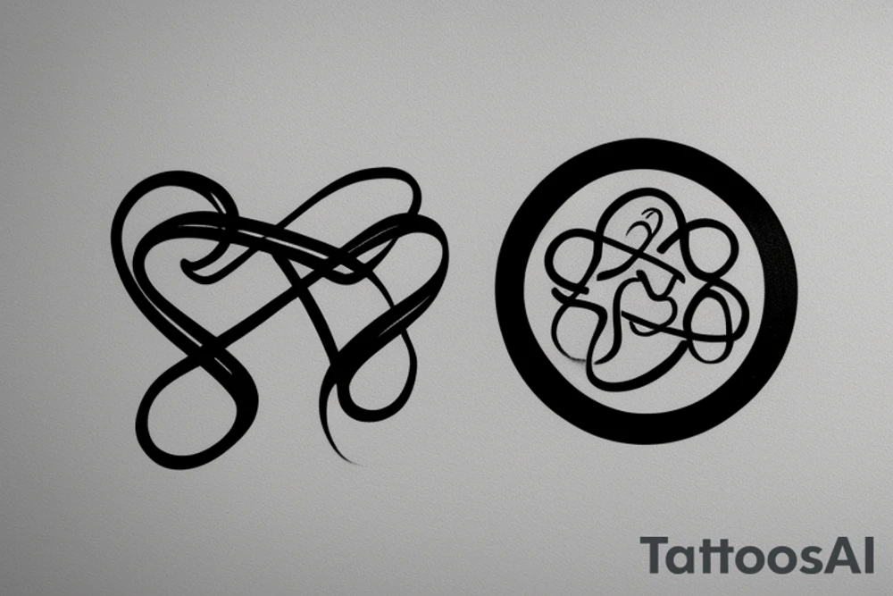 Infinity plus one sign in running writing tattoo idea
