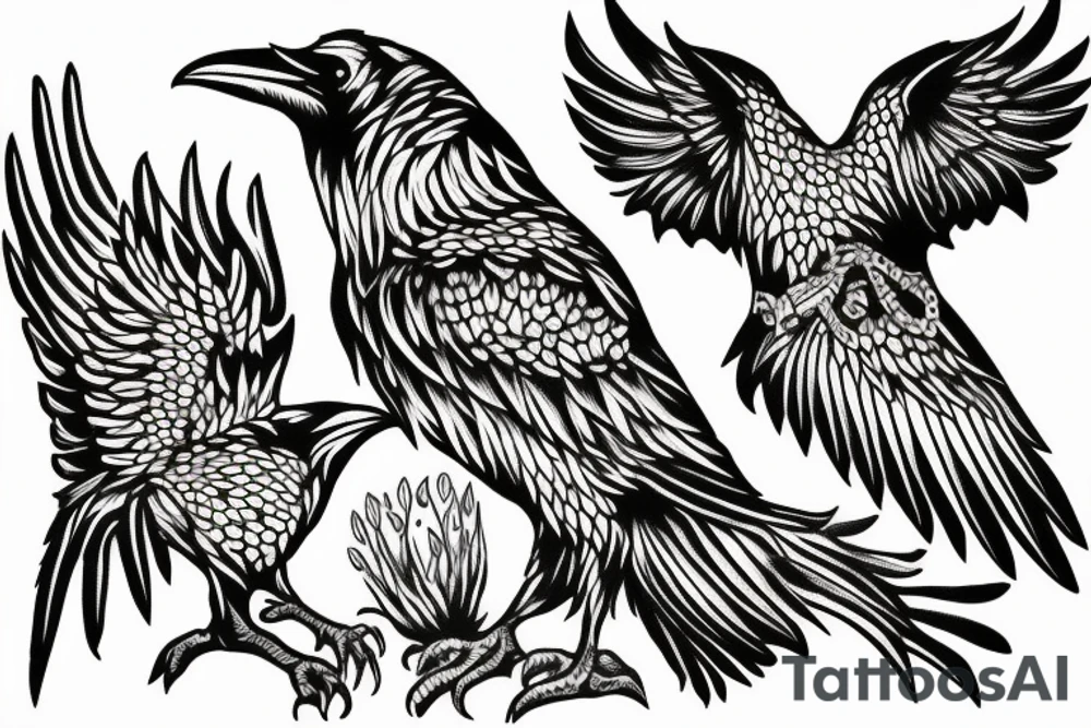 two ravens side by side tattoo idea