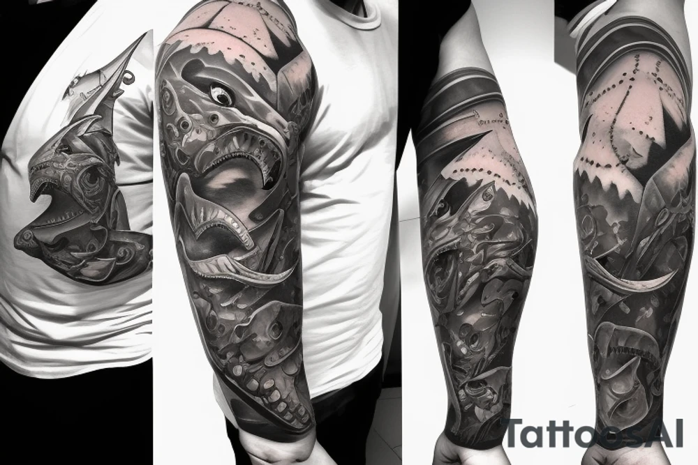a big ,shoulder ,shark head tatoo tattoo idea