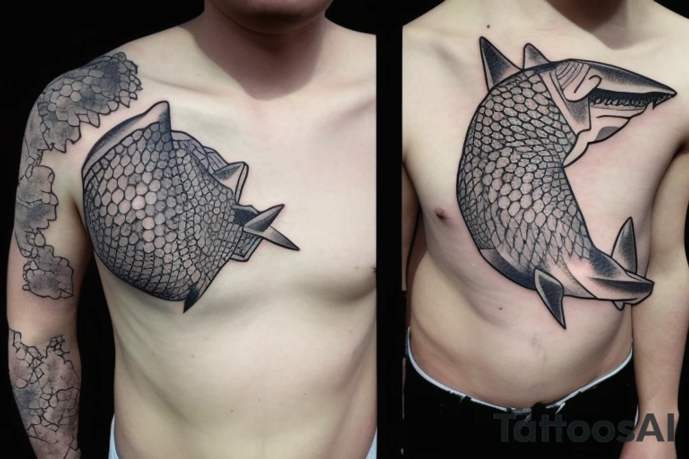 a big ,shoulder ,shark head tatoo tattoo idea