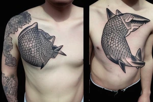 a big ,shoulder ,shark head tatoo tattoo idea
