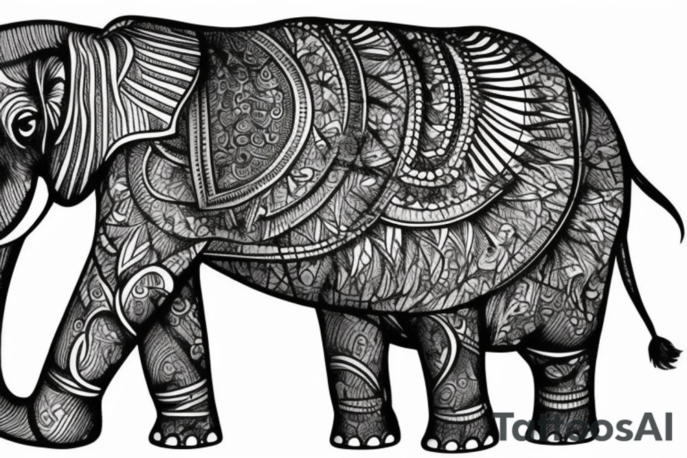 palms elephant sunshine tattoo idea