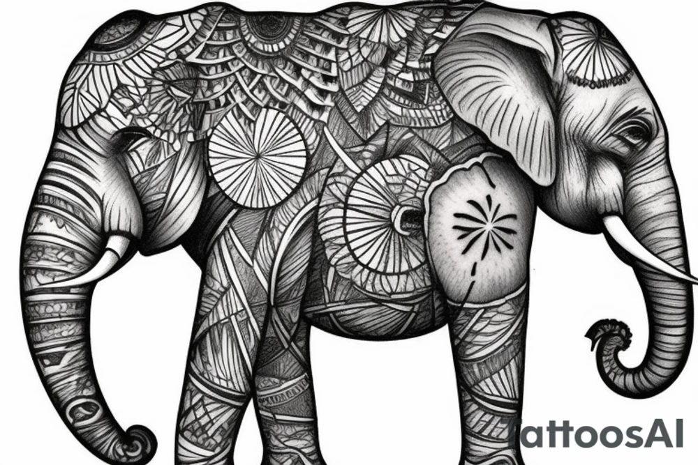 palms elephant sunshine tattoo idea