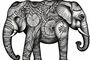 palms elephant sunshine tattoo idea