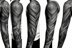 Left arm full sleeve with black and grey with ultra realistic design tattoo idea