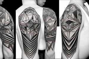 An f-22 raptor with geometrical figures tattoo idea