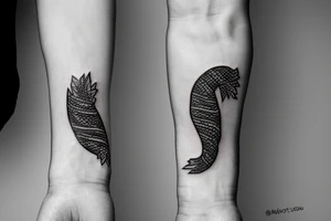 small simple line eel tatoo with new Zealand theme tattoo idea