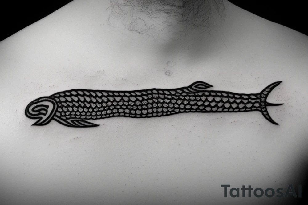 small simple line eel tatoo with new Zealand theme tattoo idea