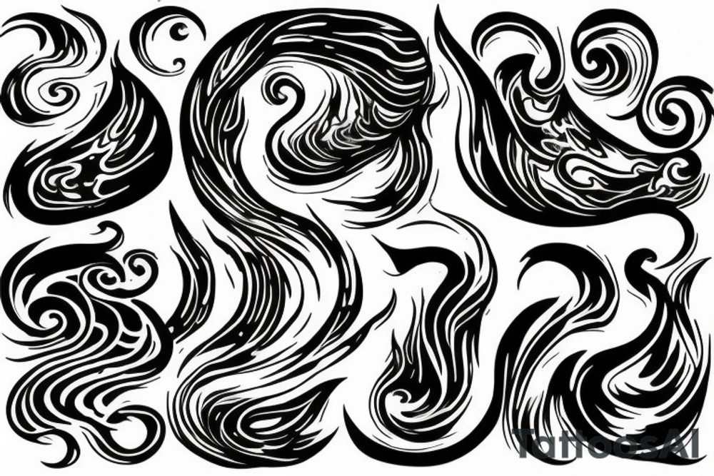 wave on fire tattoo idea