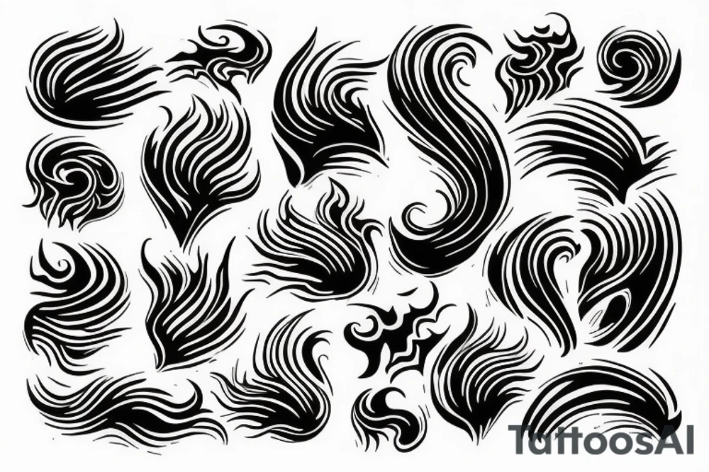 wave on fire tattoo idea