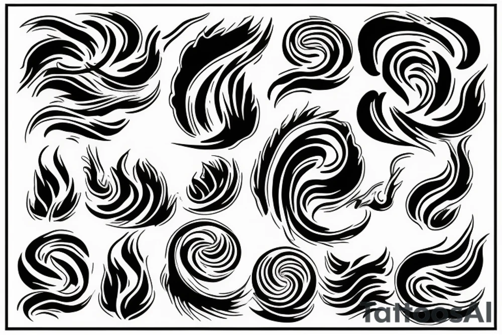 wave on fire tattoo idea