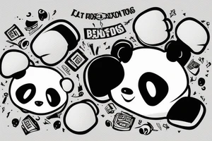 Cute panda with boxing gloves tattoo idea