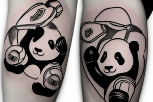 Cute panda with boxing gloves tattoo idea