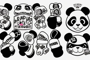 Cute panda with boxing gloves tattoo idea