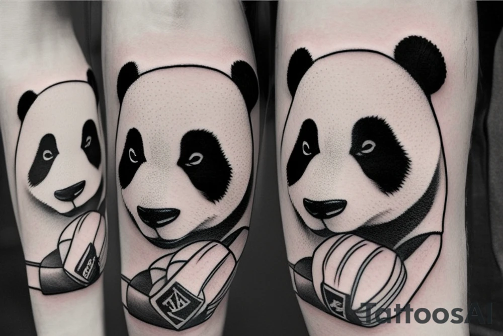 Cute panda with boxing gloves tattoo idea