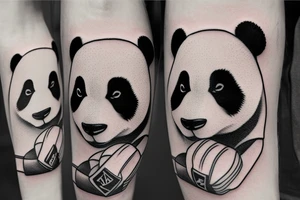 Cute panda with boxing gloves tattoo idea