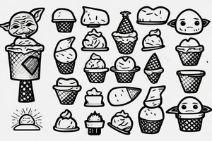 Cute baby Yoda holding a ice cream tattoo idea