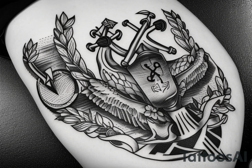 Anchor with two partridges sat on it with a heart rate line tattoo idea