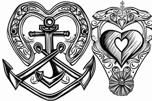 Anchor with two partridges sat on it with a heart rate line tattoo idea