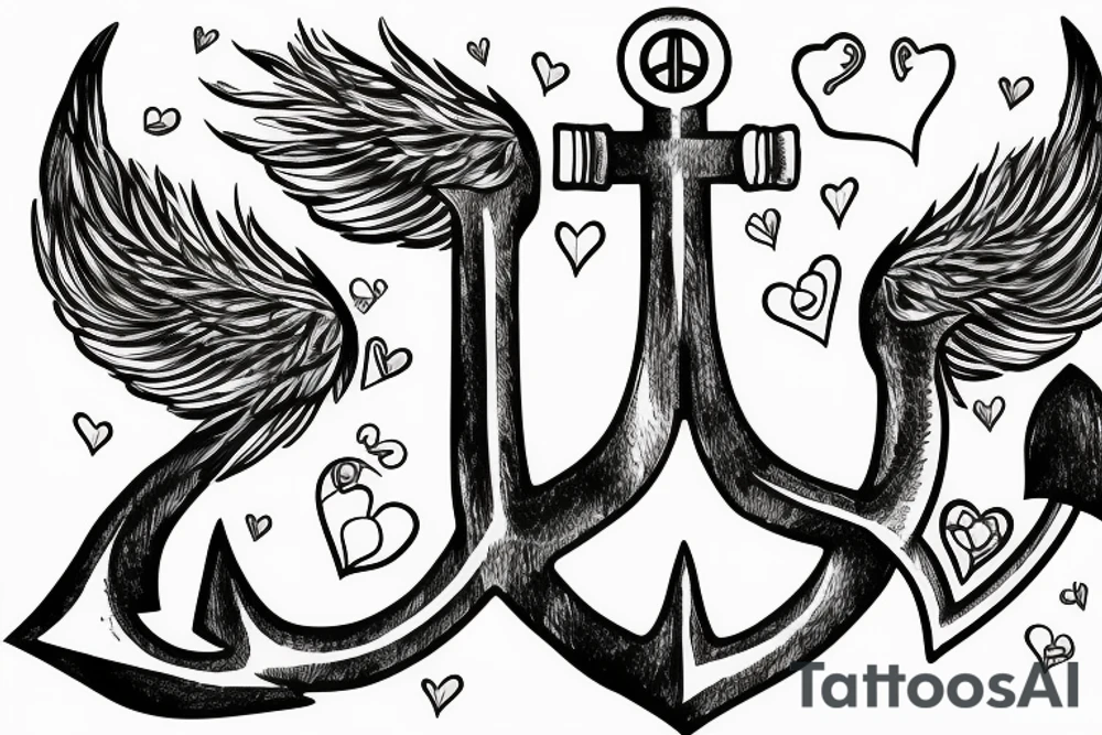 Anchor with two partridges sat on it with a heart rate line tattoo idea