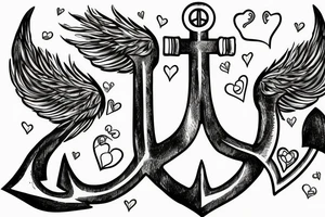 Anchor with two partridges sat on it with a heart rate line tattoo idea