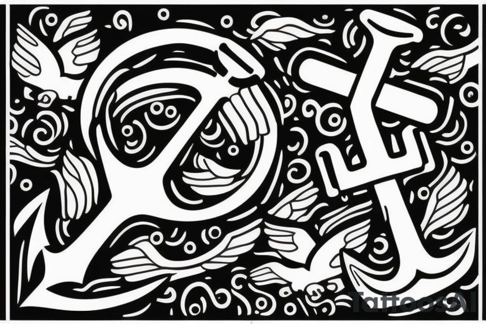 Anchor with two small birds sat on it tattoo idea