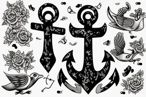 Anchor with two small birds sat on it tattoo idea