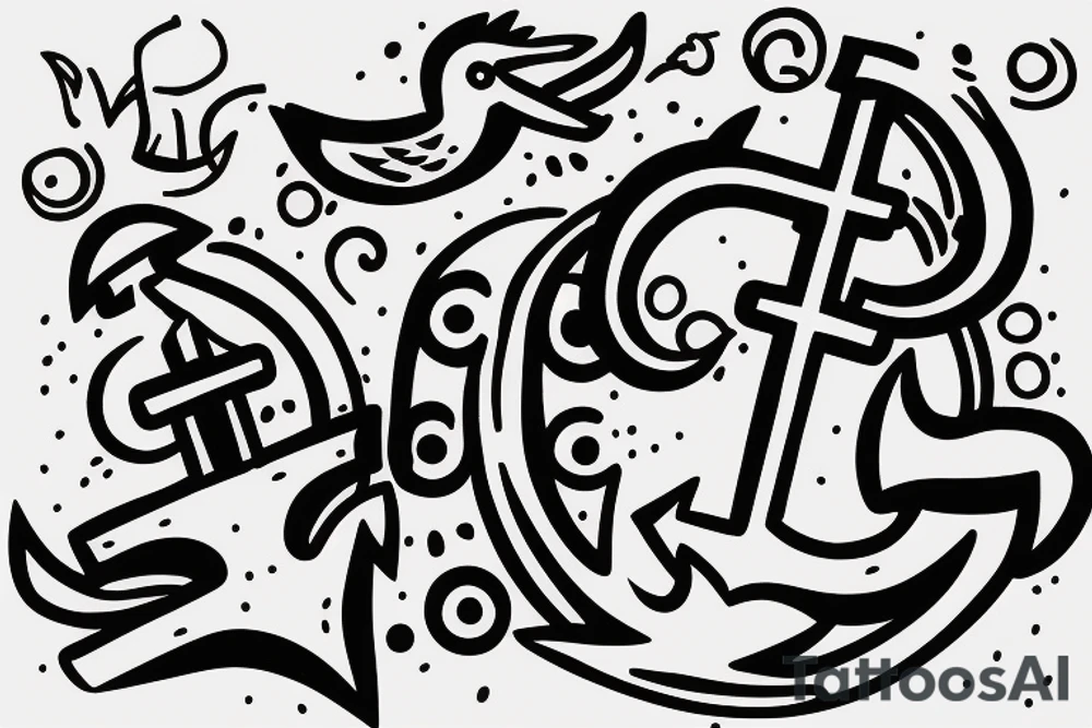 Anchor with two small birds sat on it tattoo idea