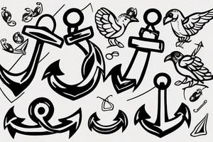 Anchor with two small birds sat on it tattoo idea