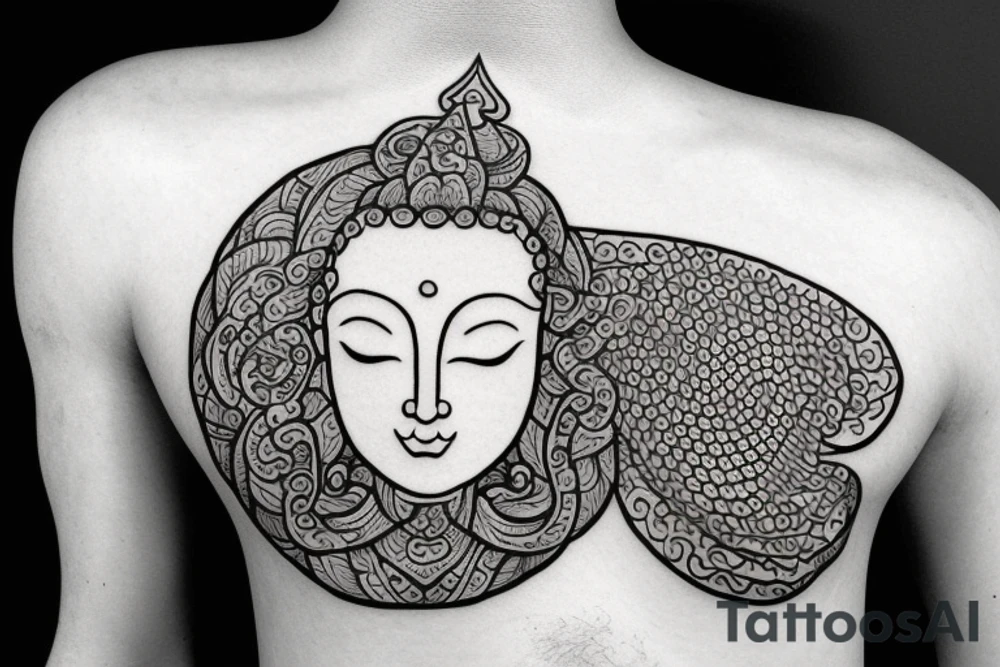 Buddha inspired tatoo for peace and dreams for left chest and over the left shoulder tattoo idea