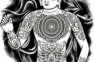Buddha inspired tatoo for peace and dreams for left chest and over the left shoulder tattoo idea
