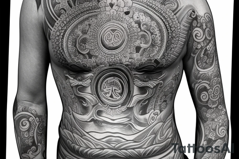 Buddha inspired tatoo for peace and protection to cover left chest and over the left shoulder tattoo idea